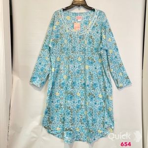 NWT Teal Floral Cotton Nightgown